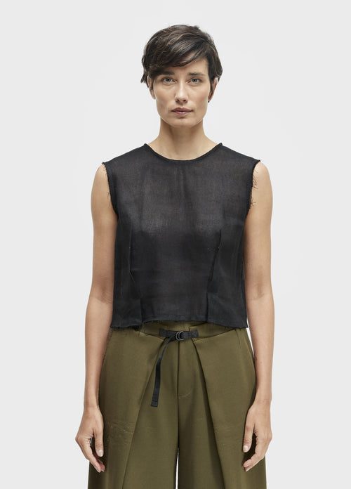 SLEEVELESS DARTED RECYCLED LINEN TOP