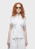 TIE-FRONT BLOUSE