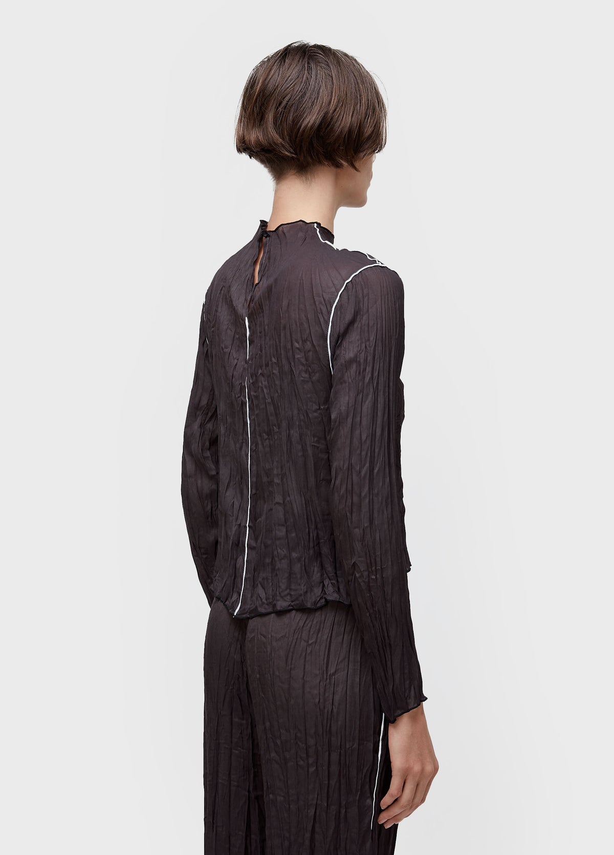 WRINKLE SATIN DOUBLE-FACED LONG-SLEEVED BLOUSE